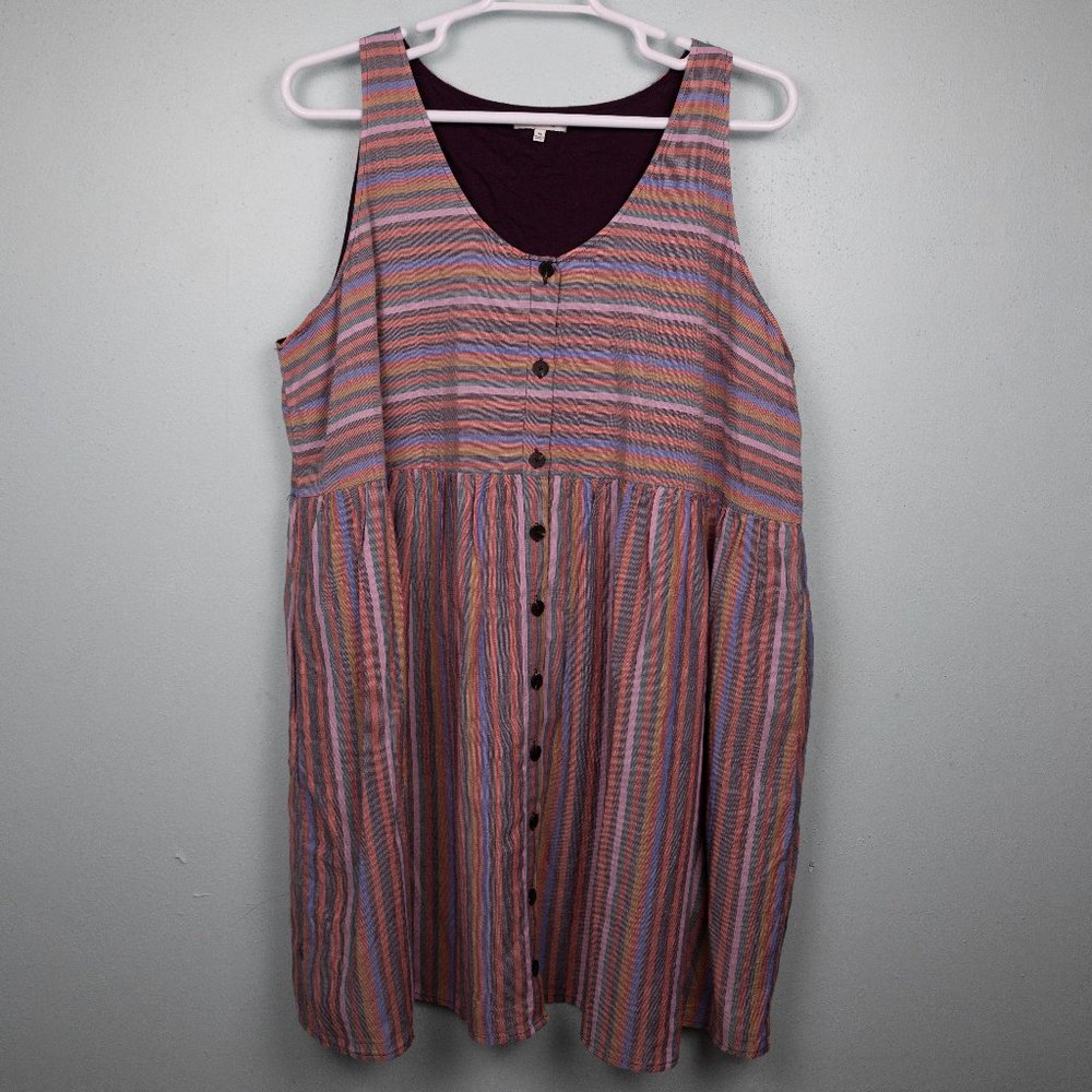 Madewell multi color stripe sleeveless dress-3X